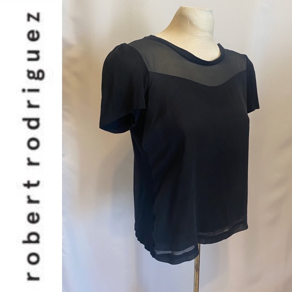 ROBERT RODRIGUEZ black lined silk front top - Picture 4 of 6